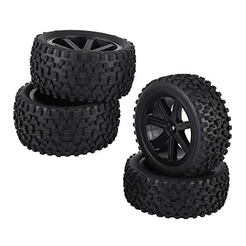 DAUERHAFT RC Car Truck Gummireifen, 12mm RC Car Rubber Reifen,4 Stück 1/10 RC Reifen Reifen, 4 Stück RC Truck Gummireifen Rad Reifen Zubehörteile, für 1/10 ZD Racing Crawler von DAUERHAFT