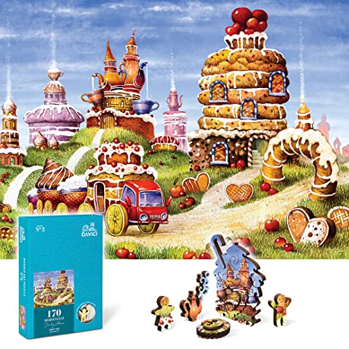 DAVICI Holzpuzzle für Erwachsene und Kinder Einzigartiges Puzzle für die ganze Familie | 170 Teile | Kollektion 2 - Kuchenberge von DAVICI