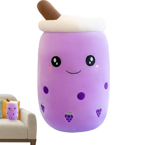 DAWCBVJQ Bubble Milk Tea Stofftier,Bubble Tea Plüsch,Weiches, umarmendes Milchtee-Plüschtier für Kinder - Cartoon-Früchte-Teetasse mit Saugrohren, Plüschspielzeug für Kinder, Erwachsene, Mädchen und von DAWCBVJQ