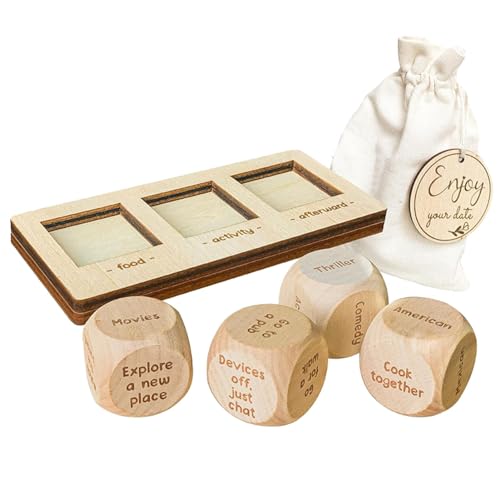 DAWCBVJQ Date Night Dice | Lustiges Würfelspiel aus Holz für Paare, natürliche Schönheit, Entscheidungswürfel aus Holz für Grillabende, Junggesellenabschiede, Spieleabend, Date-Nacht von DAWCBVJQ