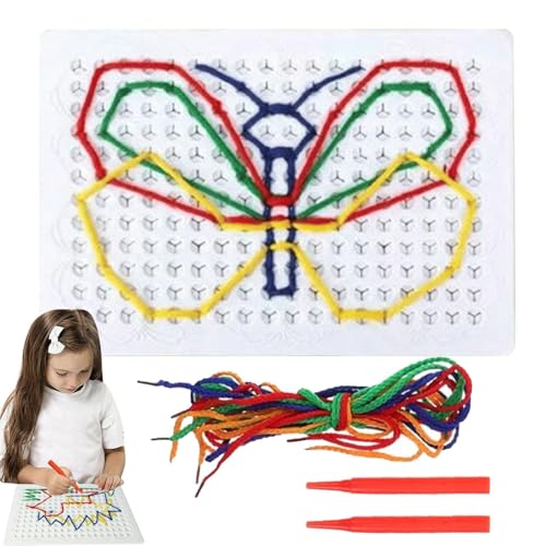 DAWCBVJQ Fädelspielzeug, Fadenbrett Für Kinder, Sensorisches Thread-Board, Beruhigungs-Threading-Boards, Bunte Fädelspielzeug Für Kinder - Interaktives Frühlern-Schnürspielzeug, Fantasieentwicklung von DAWCBVJQ