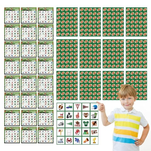 DAWCBVJQ Familien-Bingo-Spiel,Bingo-Spielset,Brettspielkarte für 24 Spieler | Visitenkarten-Set für große Gruppen, Fußball-Bingo-Spieldeck für Spieleabende, Familientreffen von DAWCBVJQ