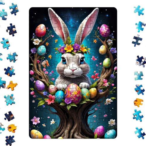 DAWCBVJQ Hasen-Puzzle,rätsel für Kinder,Buntes Puzzle - Niedliche Hasen-Puzzles, Kunstpuzzles für Erwachsene und Kinder von DAWCBVJQ