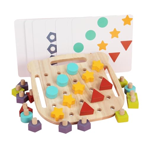 DAWCBVJQ Hölzernerrätsel Spielzeug, Schraubenbrett für Kinder | Holzmuttern Ausrüstungsrätselspiel - Baustift -Lernset, Spielzeug für Feinmotorik, Bildungsanpassungs -Sortierbrett für Kinder von DAWCBVJQ