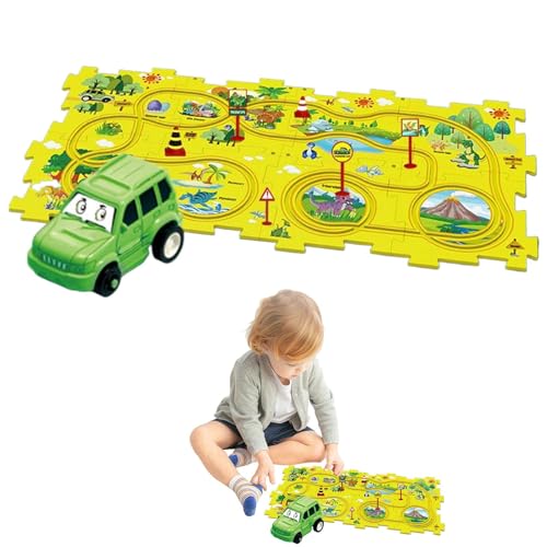 DAWCBVJQ Kinder-Puzzle-Eisenbahnwagen-Set,Auto-Puzzle-Gleisset - Interaktiver Eisenbahnwagen-Bausatz für Kinder | Interaktives Lern-Lernauto-Puzzlespielzeug für Menschen jeden Alters von DAWCBVJQ