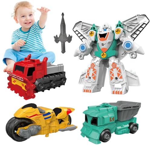 DAWCBVJQ Kinderautospielzeug,Dinosaurier-Autospielzeug verformen - 4x interaktives Autospielzeug für Kinder,Sicheres Frühlernspielzeug, Vorschulaktivitäten, Coasting-Power-Design-Spielzeugauto für die von DAWCBVJQ