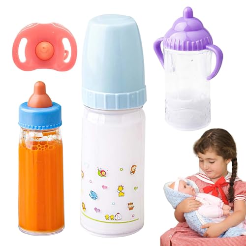 DAWCBVJQ Magische Puppenflaschen - 3 Stück Sichere Magische Puppen-Milchflaschen, Verschwindende Milch- Und Saftflaschen, Puppen-Fütterungsspielzeug-Set Mit Schnuller von DAWCBVJQ