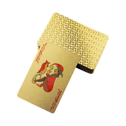 DAWCBVJQ Pokerkarten für Teenager, Pokerkarten Standard - Gold Foil Poker Desktop Game - Tragbare Freizeitunterhaltungstischkarten für Festivals, Partys, Versammlungen von DAWCBVJQ