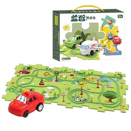 DAWCBVJQ Puzzle Racer Kinderauto-Schienenset, Eisenbahnwaggon-Puzzleschiene | Eisenbahnwaggon-Rennen-Puzzlespielzeug-Set für Kinder,Flexibles Track-Design-Puzzle verfolgt Autospielzeug für Jubiläen, von DAWCBVJQ