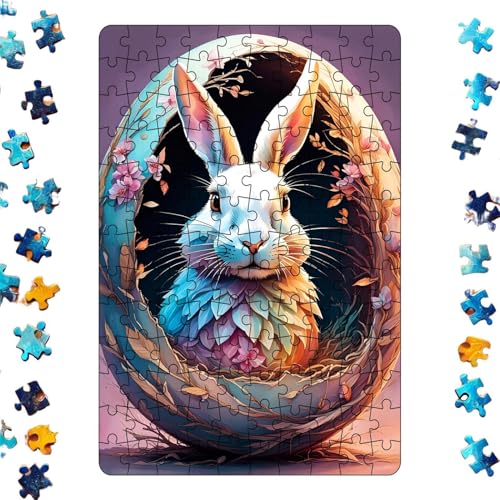 DAWCBVJQ Puzzle für Erwachsene,Puzzle,Dekoratives -Kunstpuzzle - Niedliche Hasen-Puzzles, Kunstpuzzles für Erwachsene und Kinder von DAWCBVJQ