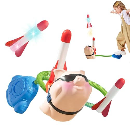 DAWCBVJQ Rocket Launch Toy für Kid, Toy Rocket for Kids,Foam Flugzeug Startpad Stomper Rocket mit Affen | Fun High Flying Outdoor -Aktivitäten Sprung Sportspiel für Geburtstag & Garten von DAWCBVJQ