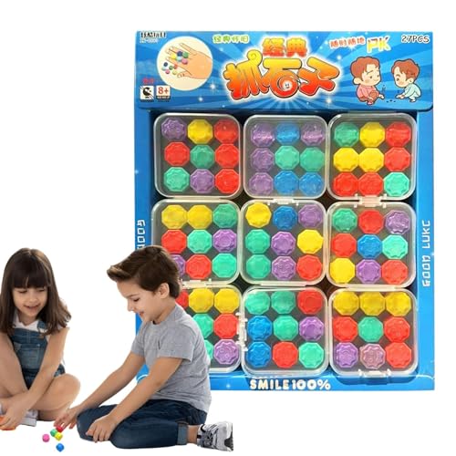 DAWCBVJQ Stein-passendes Spielzeug, Sinnesstein für Kinder | Praktisches sensorisches Spielzeug, 27-teiliges Greifstein-Brettspiel | Klassisches, buntes Lernspielzeug für Mädchen und von DAWCBVJQ