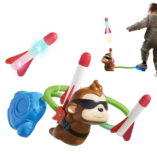 DAWCBVJQ Stomper Rockets für Kinder, Kinder Raketen -Startspielzeug,Foam Stomper Rocket mit Affen -Startpad - Unterhaltsame Outdoor-Aktivitäten Hochfliegendes Sportspiel für und Mädchen von DAWCBVJQ