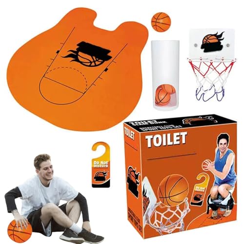 DAWCBVJQ Toiletten-Basketball-Set, Toiletten-Basketballspiel,Basketballkorb-Set | Interaktiver Indoor-Basketballkorb, interessantes Basketballkorb-Set für Kinder und Erwachsene von DAWCBVJQ