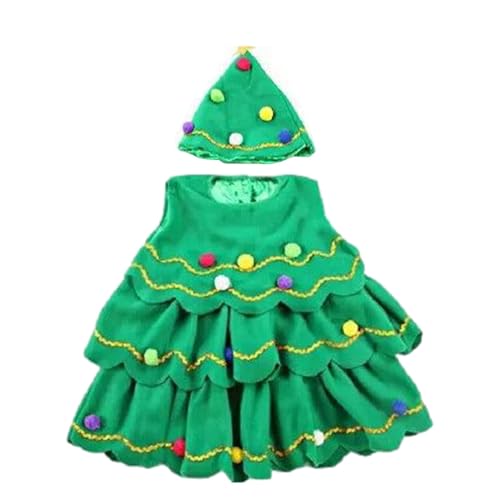 DAWCBVJQ Weihnachtsbaum-Kostüm, Weihnachtsbaum-Outfit - Performance Clothing Grüner ärmelloser Rock - Niedliche, bequeme Mädchen-Cosplay- und Karnevalskleidung für Schulthemenpartys von DAWCBVJQ