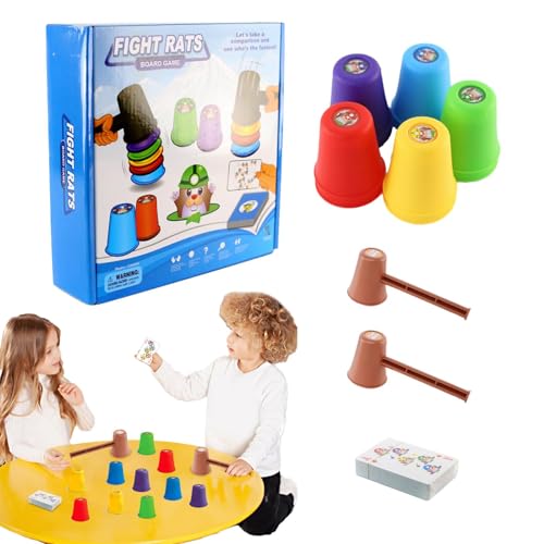 DAWCBVJQ Whack-Brettspiel, Gopher-Tischspiel - Maulwurf-Brettspiel | Arcade-Spiel mit 2 Hämmern, Lernspielzeug für Kinder, Mädchen, Erwachsene, alle Altersgruppen von DAWCBVJQ