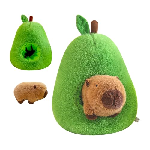 DAWRIS 35cm Capybara Kuscheltier, Capybara Plüschtier Stofftier Plüschtier mit Avocado Avocado Capybara Plushie Super Weiche Gefüllte Spielzeug Plüsch Simulation Tier Capybara Puppen von DAWRIS