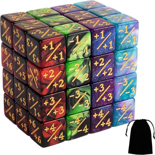 DAWRIS 48 Pcs Würfel Zähler, Token Würfel Loyalität Würfel D6 Würfel Kompatibel mit MTG, CCG, Magic The Gathering MTG dice Würfel, Kartenspiel Zubehör mit Aufbewahrungsbeuteln(A) von DAWRIS