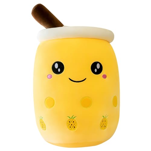 DAWRIS Bubble Tea Plüschkissen, Plüschtier Stofftier Boba Tea 25cm ilchtee Tasse Plush Plüschkissen Weich Kuscheltier Plüschkissen Spielzeug für Weihnachten, Geburtstag (Grün) (Gelb) von DAWRIS