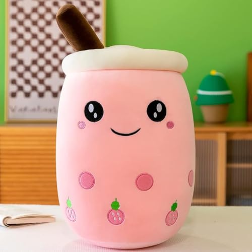 DAWRIS Bubble Tea Plüschkissen, Plüschtier Stofftier Boba Tea 25cm ilchtee Tasse Plush Plüschkissen Weich Kuscheltier Plüschkissen Spielzeug für Weihnachten Geburtstag (Hell-Pink) von DAWRIS