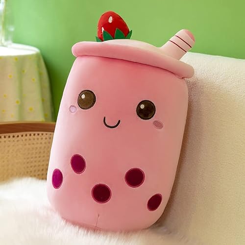 DAWRIS Bubble Tea Plüschkissen, Plüschtier Stofftier Boba Tea 25cm ilchtee Tasse Plush Plüschkissen Weich Kuscheltier Plüschkissen Spielzeug für Weihnachten, Geburtstag (Grün) (Rosa) von DAWRIS