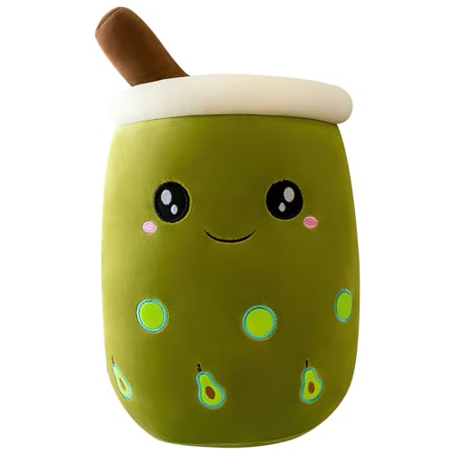 DAWRIS Bubble Tea Plüschkissen, Plüschtier Stofftier Boba Tea 25cm ilchtee Tasse Plush Plüschkissen Weich Kuscheltier Plüschkissen Spielzeug für Weihnachten, Geburtstag (Grün) (dunkelgrün) von DAWRIS