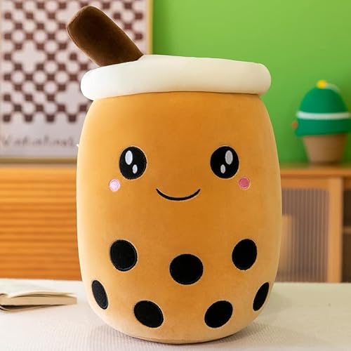 DAWRIS Bubble Tea Plüschkissen, Plüschtier Stofftier Boba Tea 25cm ilchtee Tasse Plush Plüschkissen Weich Kuscheltier Plüschkissen Spielzeug für Weihnachten, Geburtstag (Hellbraun) von DAWRIS