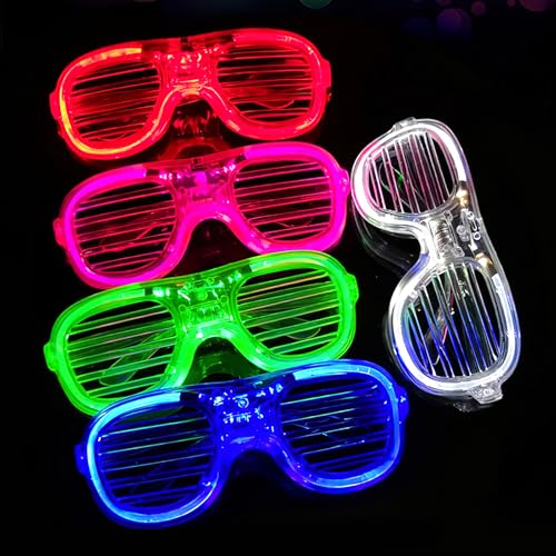 DAWRIS LED-Brille, Rave-Brille mit 3 Knopfzellen-Batterien, 5 Stück, leuchtende Brillen, Rave-Sonnenbrille, Festival-Sonnenbrille, Beugungsbrille, Kinder, blinkende Brille, Partybrille, von DAWRIS