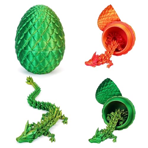 DAYIsjz 3D Gedrucktes Drachenei 2 Stück Kristall Drache Mit Drachenei Realistische Beweglicher Drachen Figuren Dracheneier Mit Drachen Im Inneren Für Erwachsene Kinder Ostergeschenke Spielzeug von DAYIsjz