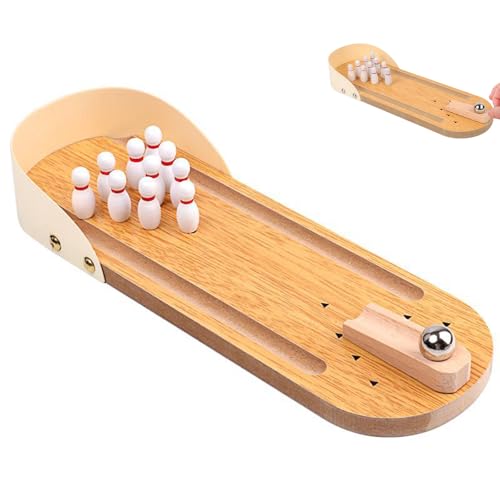 DAYIsjz Tisch Mini Bowling Spiel Bowling Set Kinder mit 10 Pins Verpackungen Bowlingkugel Hölzerne Desktop Mini Desktop Bowling Dekompressionsspielzeug Für Kinder Spiel Kegelspiel von DAYIsjz