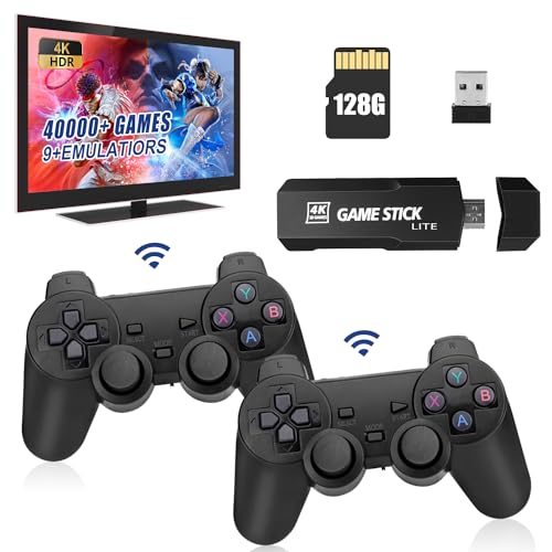 Retro-Spielekonsole, tragbar, kabellos, Retro-Spielstab, HDMI-Ausgang, 4 K, integrierter Draht, für mehr als 50.000 Spiele, Nostalgia-Stick, Videospielschlüssel Plug and Play (256 G) (64G) von DAYREE