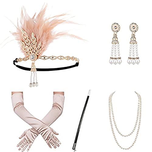 DAYnagh 1920er Jahre Flapper Party Kostüm Zubehör für Frauen Vintage Strass Kopfschmuck Ohrring Make-up Party Wear von DAYnagh