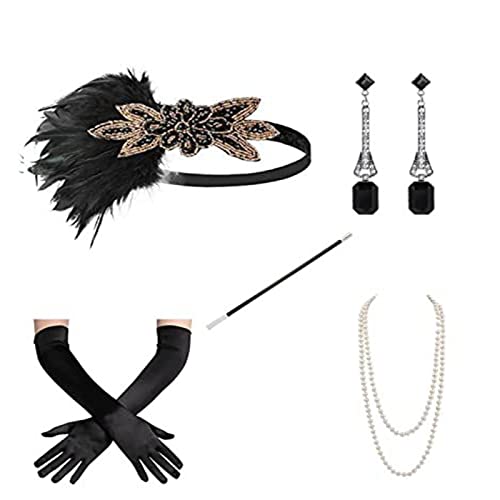 DAYnagh 1920er Jahre Flapper Party Kostüm Zubehör für Frauen Vintage Strass Kopfschmuck Ohrring Make-up Party Wear von DAYnagh