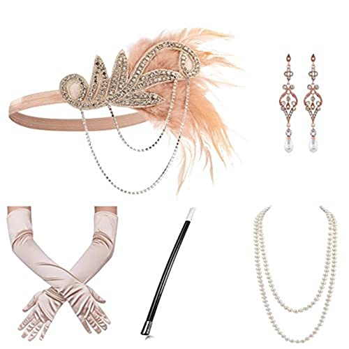 DAYnagh 1920er Jahre Flapper Party Kostüm Zubehör für Frauen Vintage Strass Kopfschmuck Ohrring Make-up Party Wear von DAYnagh