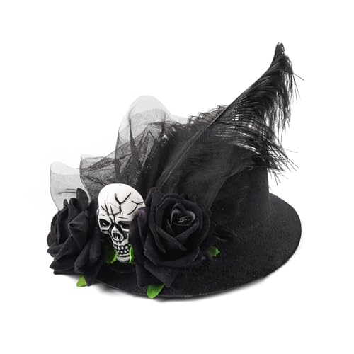 DAYnagh Halloween-Haarspange mit Totenkopf-Hut, Gothicismus, Cosplay, Kostümpartys, Haarnadel-Zubehör für Partys von DAYnagh