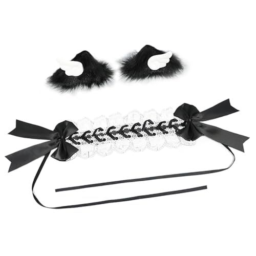 DAYnagh Handgefertigtes Tierohr-Haarband mit Haarspange, Anime-Katzen, Haarband, Maskeraden, Kostüm-Zubehör, Kopfschmuck für Teenager von DAYnagh