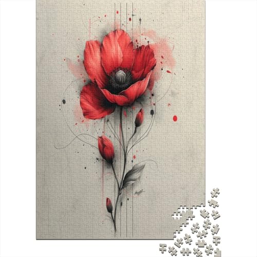 Abstract Red Blume Puzzle 1000 Teile Für Erwachsene Und Kinder Ab 14 Jahrenfür Stressabbauer Puzzlespiel Erwachsenen Puzzlespiel Puzzel 1000pcs (75x50cm) von DAZBDEOCK