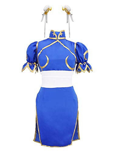 DAZCOS Damen US-Größe Erwachsene Chun Li Cosplay Frauen L Blau von DAZCOS