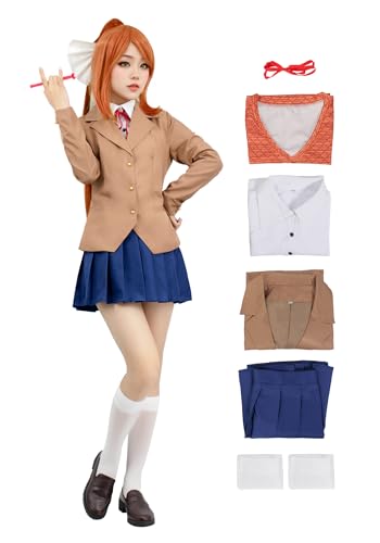 DAZCOS Doki Doki Monika Cosplay Kostüm für Damen - Braun - Large von DAZCOS