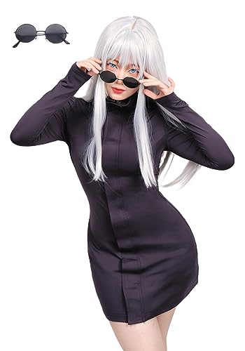 DAZCOS Gojo Satoru Cosplay Kostüm Damen US-Größe Lila Kleid mit Brille (L) von DAZCOS