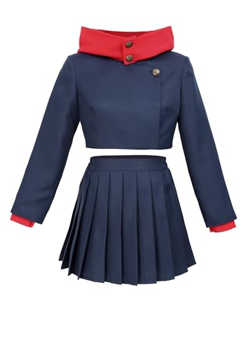 DAZCOS Cosplay-Kostüm für Damen, US-Größe, Kapuzenjacke, Faltenrock, Uniform, Blau, M von DAZCOS