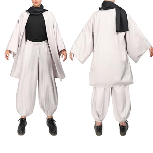 DAZCOS Satoru Cosplay-Kostüm-Set für Herren, US-Größe, Haori mit Schal, dehnbare Kleidung, Hose, Outfit (Größe S) von DAZCOS