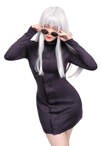 DAZCOS Anime-Cosplay-Kostüm für Damen, US-Größe, Partykleid mit Brille, Dunkles Violett, S von DAZCOS