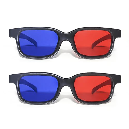 DAZZLUXE 2 Stück Rote Und Blaue 3D-Brille, Rote Und Blaue Brille, 3D-Brille, 3D-Sonnenbrille, Antibeschlag- Und Anti-Kratz-Gläser, Geeignet Für Lichtshows, Urlaubspartys, Heimkinos, Kinos von DAZZLUXE