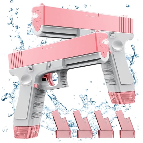 2 Stück Wasserpistole Spielzeug für Kinder,Mini Wasserpistolen,Wasser Spritzpistole Kunststoff,Premium Wasserpistolen Set,kleine wasserpistole,Outdoor Aktivität Wasserkampf(Rosa mit Ersatzclip) von DAZZTIME