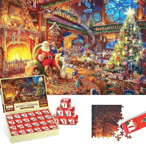 Adventskalender 2024 Puzzle,1008 Teile Puzzle 24 Tage Weihnachts-Countdown-Kalender,Puzzles für Erwachsene Klassische Puzzles, Erwachsene und Kinder von DAZZTIME