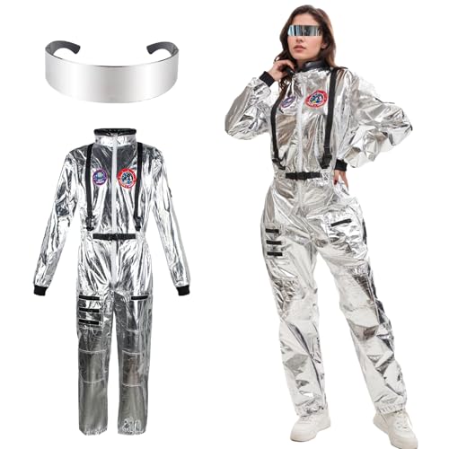 DAZZTIME Astronaut Kostüm,astronauten kostüm,Weltall Raumfahrer Anzug,Spaceman Overall Outfit,Astronaut Kostüm Herren Frauen,Faschingskostüme Damen,für Karneval,Fasching,Mottoparty von DAZZTIME