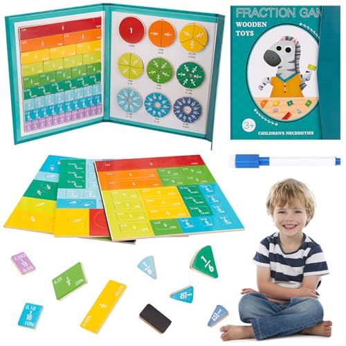 DAZZTIME Bruchrechnen Material Magnetisch,Magnetisches Buch-Bruchteil-Puzzle für Kinder,Magnetisches Bruchbuch,Arithmetisches Lernspielzeug,Bruchrechnen Spiel,Rechenhilfe Ab 7 Jahre von DAZZTIME