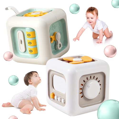 DAZZTIME Busy Activity Cube for Toddlers,2 Stück Motorikwürfel,Montessori Spielzeug,Schalter Lüfter Spiegel Tasten Schubladen Lernenals Fidget Toys,für Babys und Kleinkinder 1 2 3 4 Jahre. von DAZZTIME