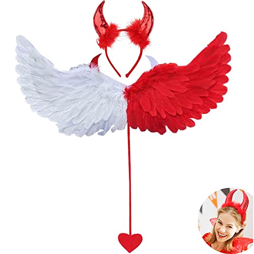 Teufelskostüm für Damen,Teufel Kostüm 60 cm,Dunkler Engel Kostüm,Teufel Kostüm Damen,Halloween Flügel,Teufels Flügel,Teufel Flügel Kostüm Damen,für Karneval,Fasching,Mottoparty,Hallowee von DAZZTIME